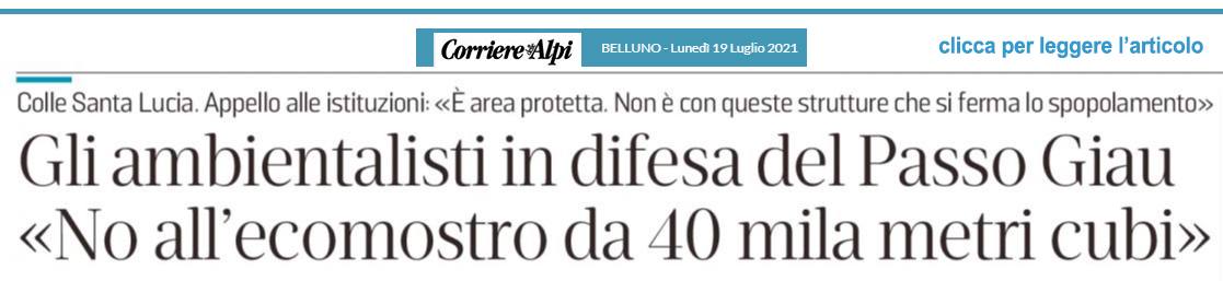 Corriere delle Alpi - Salviamo il passo Giau