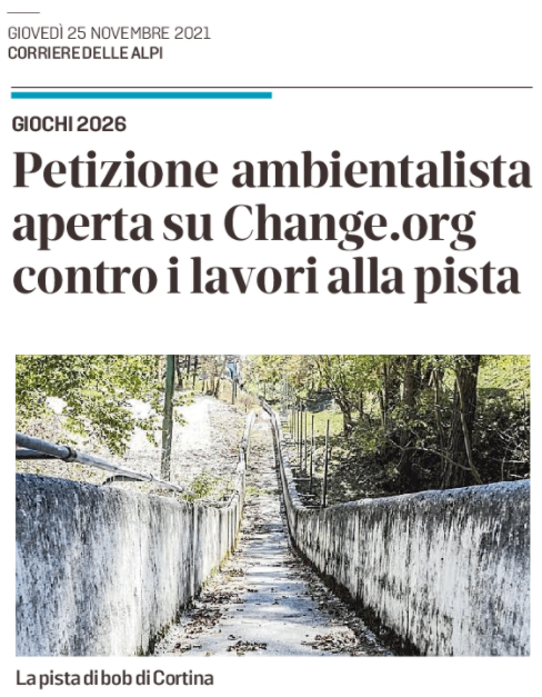 CdA  Petizione contro pista bob Cortina