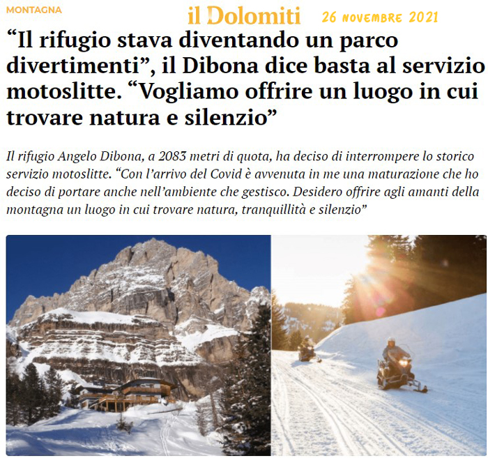 Rifugio Dibona Cortina - NO motoslitte